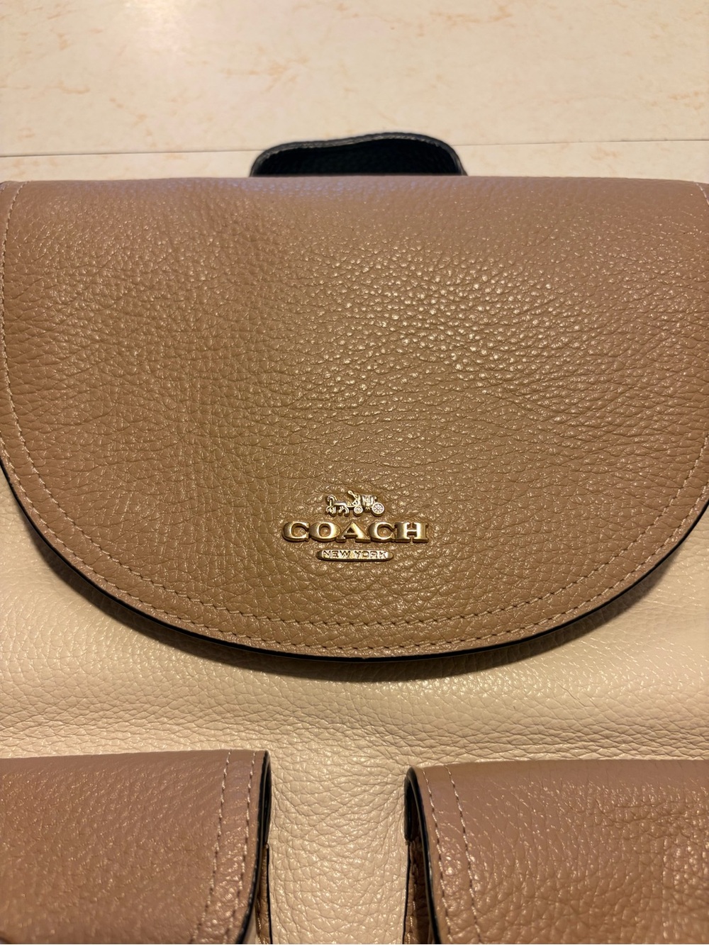 Coach Pennie Women's Backpack in Tan, Black and Cream - Picture 3 of 6